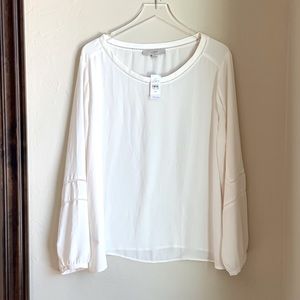 LOFT | Mixed Media Sleeves/Neckline - Blouse / Top